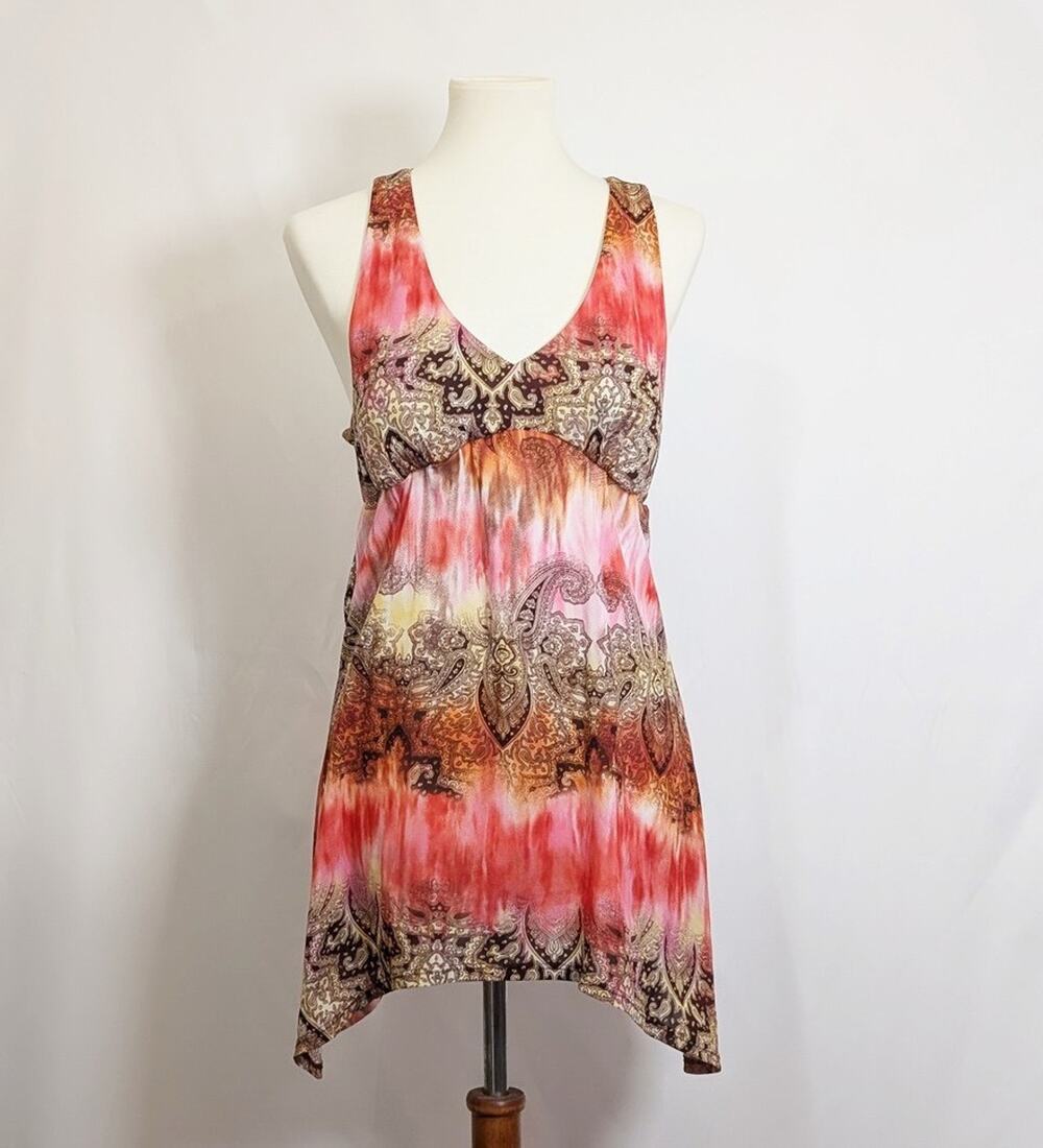 Vintage Y2K Babydoll Top Whimsygoth Paisley Print Women's Size L Eyeshadow